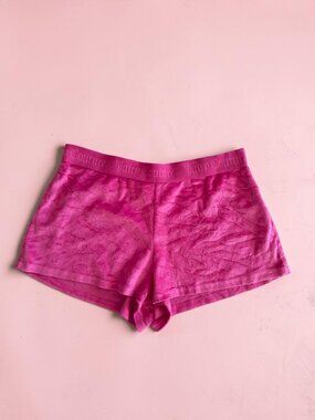 JUICY COUTURE Pink Velour Logo Shorts Size Medium